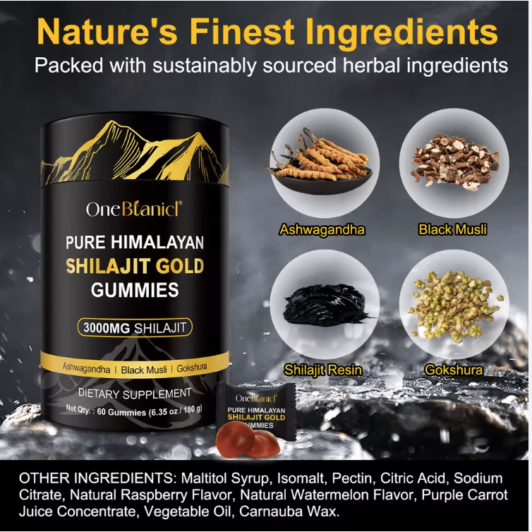 Les bonbons gélifiés à la résine de shilajit de l'Himalaya à 3 000 mg 60pcs - Image 2